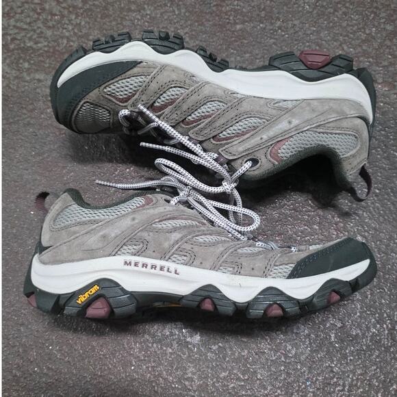 Merrell Women Moab 3 J035888 sz 7.5 W wide tan brown Hiking Shoe Sneaker Vibram - Picture 9 of 11